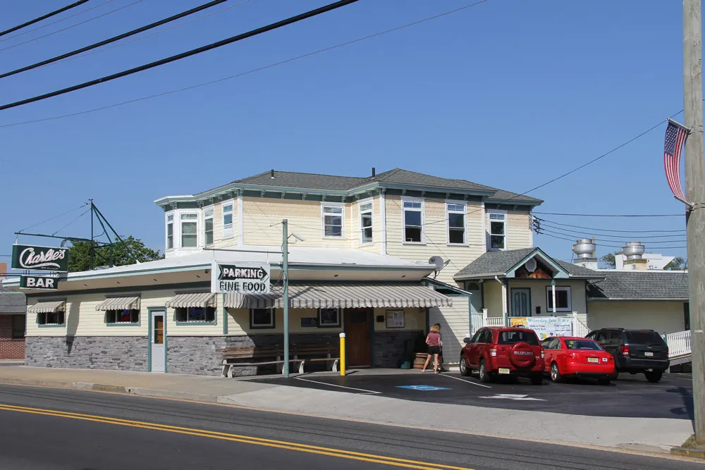 The front of Charlie's Bar in daylight