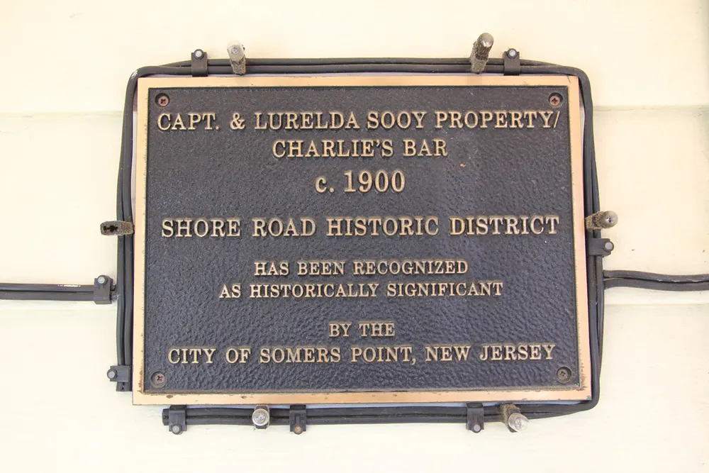 The historic district plaque on the building